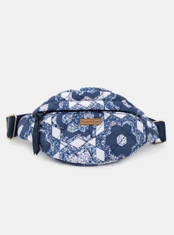 Sergent Major Sac, Cartable & Parapluie-Banane bleu et blanc matelass&eacute;e &agrave; imprim&eacute; fleuri