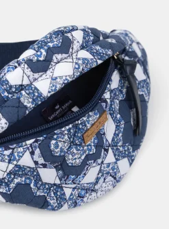 Sergent Major Sac, Cartable & Parapluie-Banane bleu et blanc matelass&eacute;e &agrave; imprim&eacute; fleuri