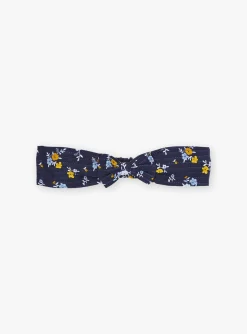 Sergent Major Chapeau & Bandeau-Bandeau &agrave; noeud bleu marine &agrave; imprim&eacute; fleuri