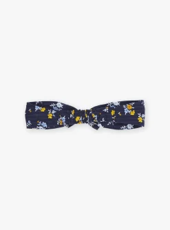 Sergent Major Chapeau & Bandeau-Bandeau &agrave; noeud bleu marine &agrave; imprim&eacute; fleuri