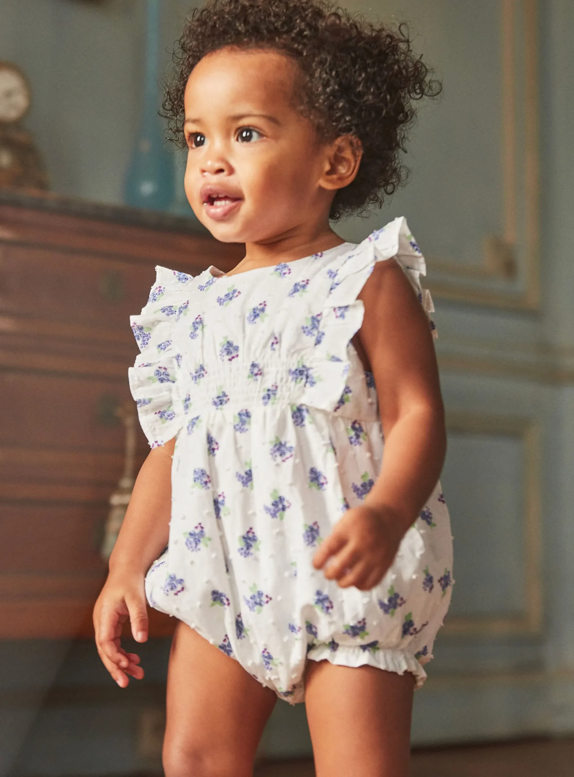 Sergent Major Robe-Barboteuse écrue à fleurs