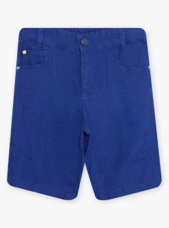 Sergent Major Bermuda-Bermuda bleu nuit en lin enfant gar&ccedil;on