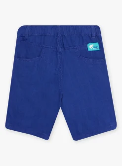 Sergent Major Bermuda-Bermuda bleu nuit en lin enfant gar&ccedil;on