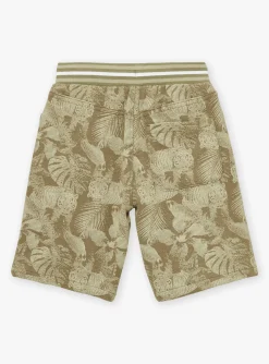 Sergent Major Bermuda-Bermuda kaki &agrave; imprim&eacute; feuilles et tigres en molleton