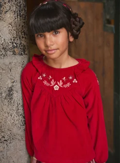 Sergent Major Blouse & T-shirt-Blouse brodée en velours côtelé
