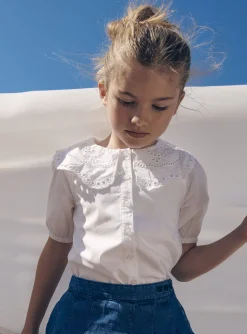 Sergent Major Blouse & T-shirt-Blouse écrue en popeline de coton