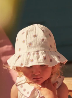 Sergent Major Chapeau & Bandeau | Robe-Bob &eacute;cru &agrave; imprim&eacute; fleuri en gaze de coton