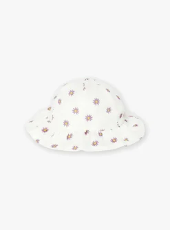 Sergent Major Chapeau & Bandeau | Robe-Bob &eacute;cru &agrave; imprim&eacute; fleuri en gaze de coton