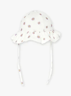 Sergent Major Chapeau & Bandeau | Robe-Bob &eacute;cru &agrave; imprim&eacute; fleuri en gaze de coton