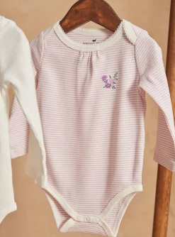 Sergent Major Chaussettes & Collant-3 bodies &agrave; manches longues &eacute;cru en coton bio