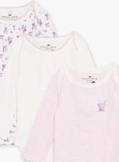 Sergent Major Chaussettes & Collant-3 bodies &agrave; manches longues &eacute;cru en coton bio