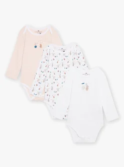 Sergent Major Chaussettes-3 bodies &eacute;crus en coton bio &agrave; imprim&eacute; &agrave; rayures, animaux et &agrave; motif animaux