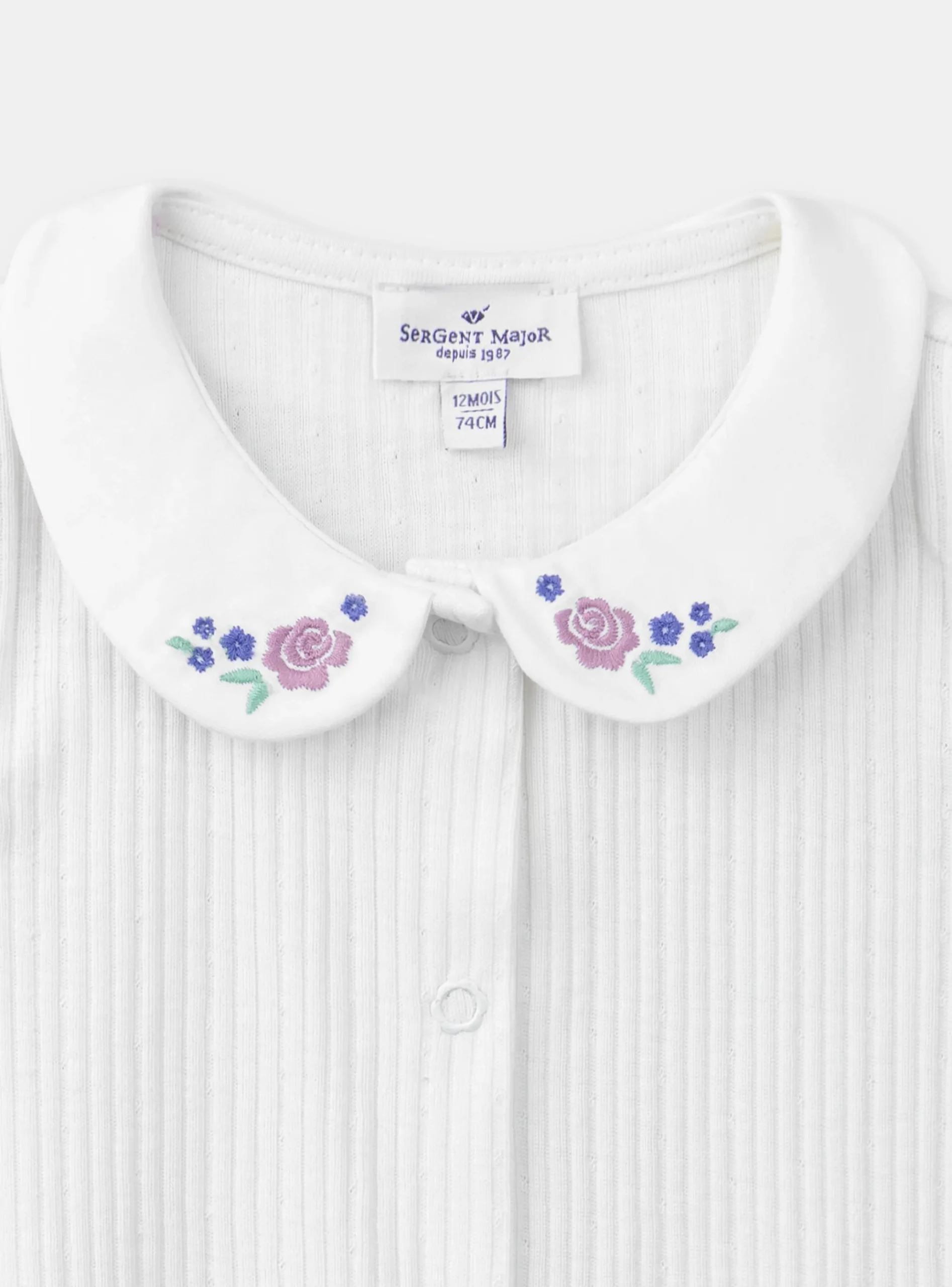 Sergent Major Body-Body écru col brodé