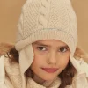 Sergent Major Bonnet, Echarpe & Gants-Bonnet &agrave; pompon beige en tricot
