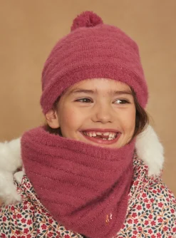 Sergent Major Bonnet, Echarpe & Gants-Bonnet à pompon rose