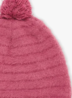 Sergent Major Bonnet, Echarpe & Gants-Bonnet &agrave; pompon rose