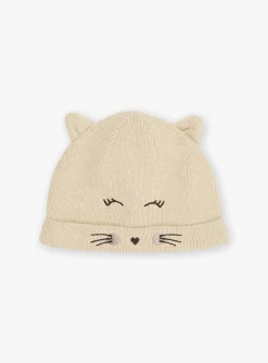 Sergent Major Bonnet, Echarpe & Gants-Bonnet beige en tricot