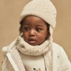 Sergent Major Bonnet, Echarpe & Gant-Bonnet beige en tricot torsad&eacute;