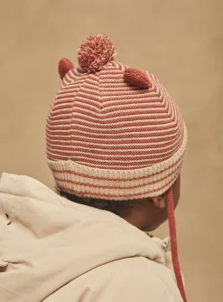 Sergent Major Chapeau & Casquette | Bonnet, Echarpe & Gant-Bonnet beige et marron &agrave; imprim&eacute; &agrave; rayures