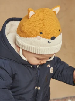 Sergent Major Bonnet, Echarpe & Gant-Bonnet blanc et miel en tricot