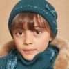 Sergent Major Bonnet, Echarpe & Gants-Bonnet bleu canard en tricot