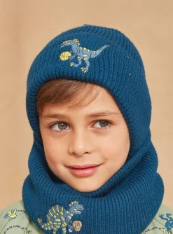 Sergent Major Bonnet, Echarpe, & Gant-Bonnet bleu pétrole en tricot