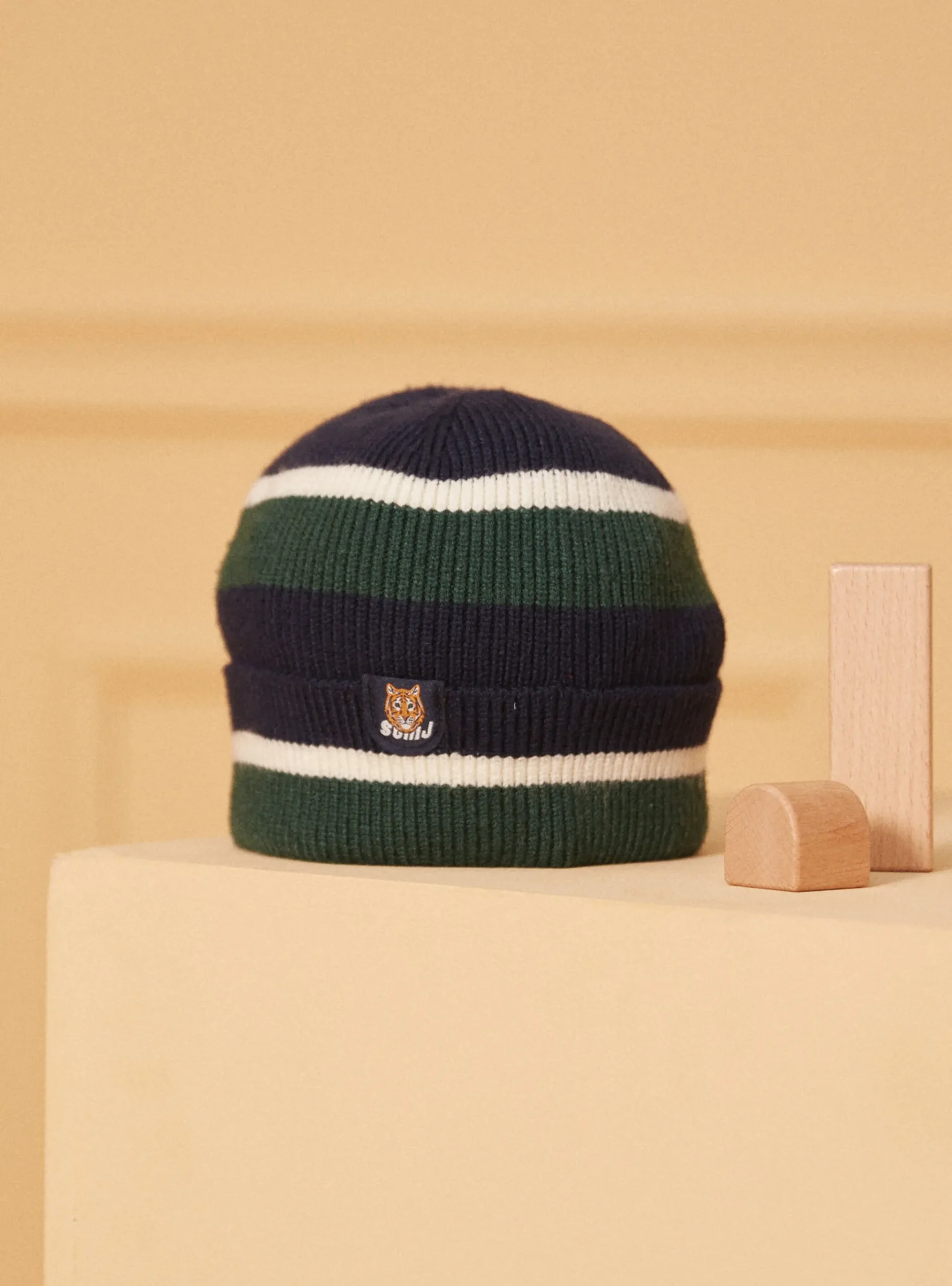 Sergent Major Bonnet, Echarpe, & Gant-Bonnet côtelé tricolore