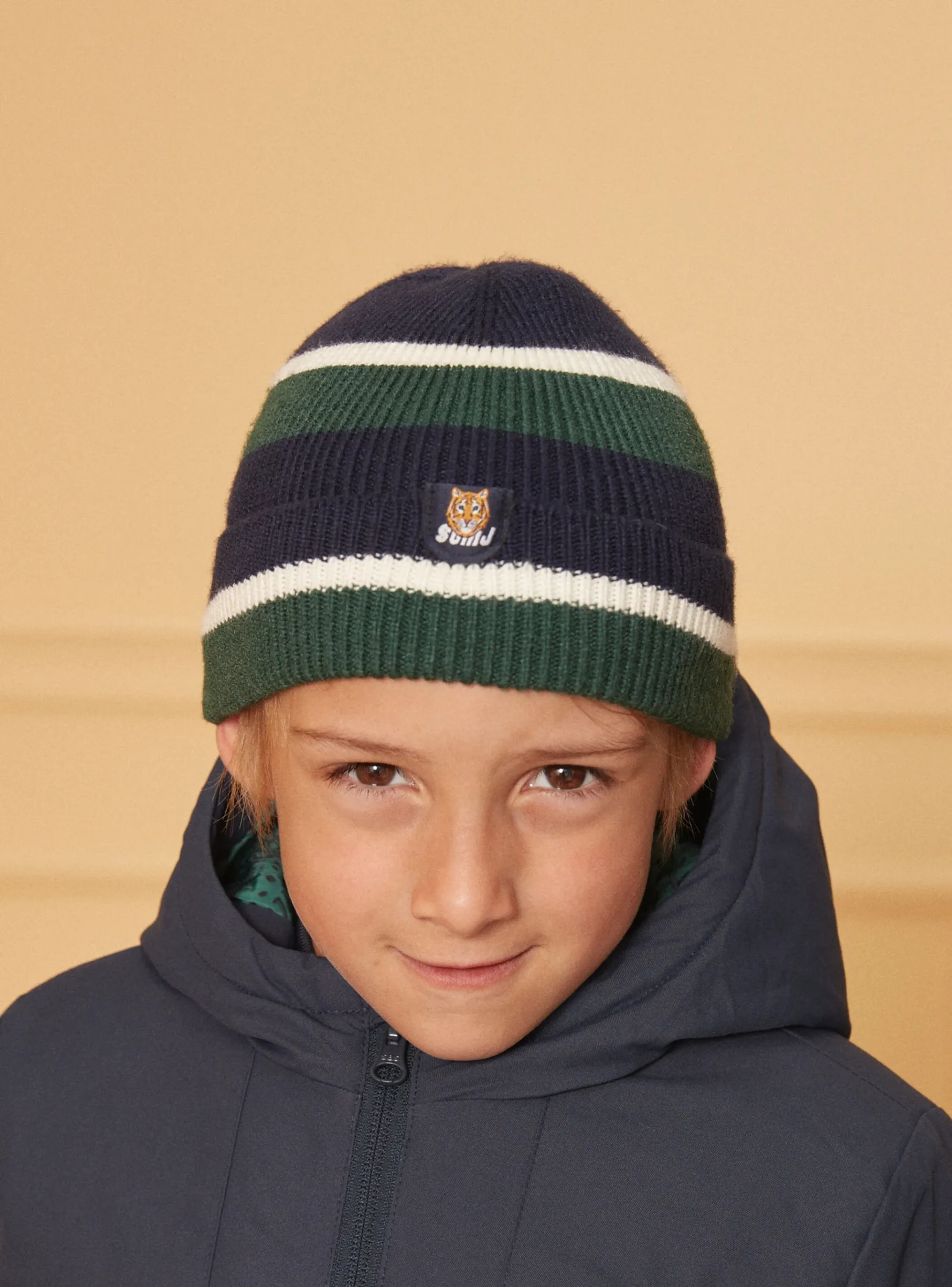 Sergent Major Bonnet, Echarpe, & Gant-Bonnet côtelé tricolore
