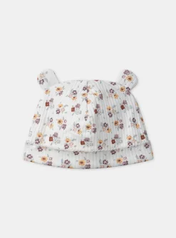 Sergent Major Bonnet, Echarpe & Gant-Bonnet écru imprimé fleur