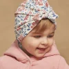 Sergent Major Bonnet, Echarpe & Gant-Bonnet &eacute;cru, rose et bleu &agrave; imprim&eacute; fleuri