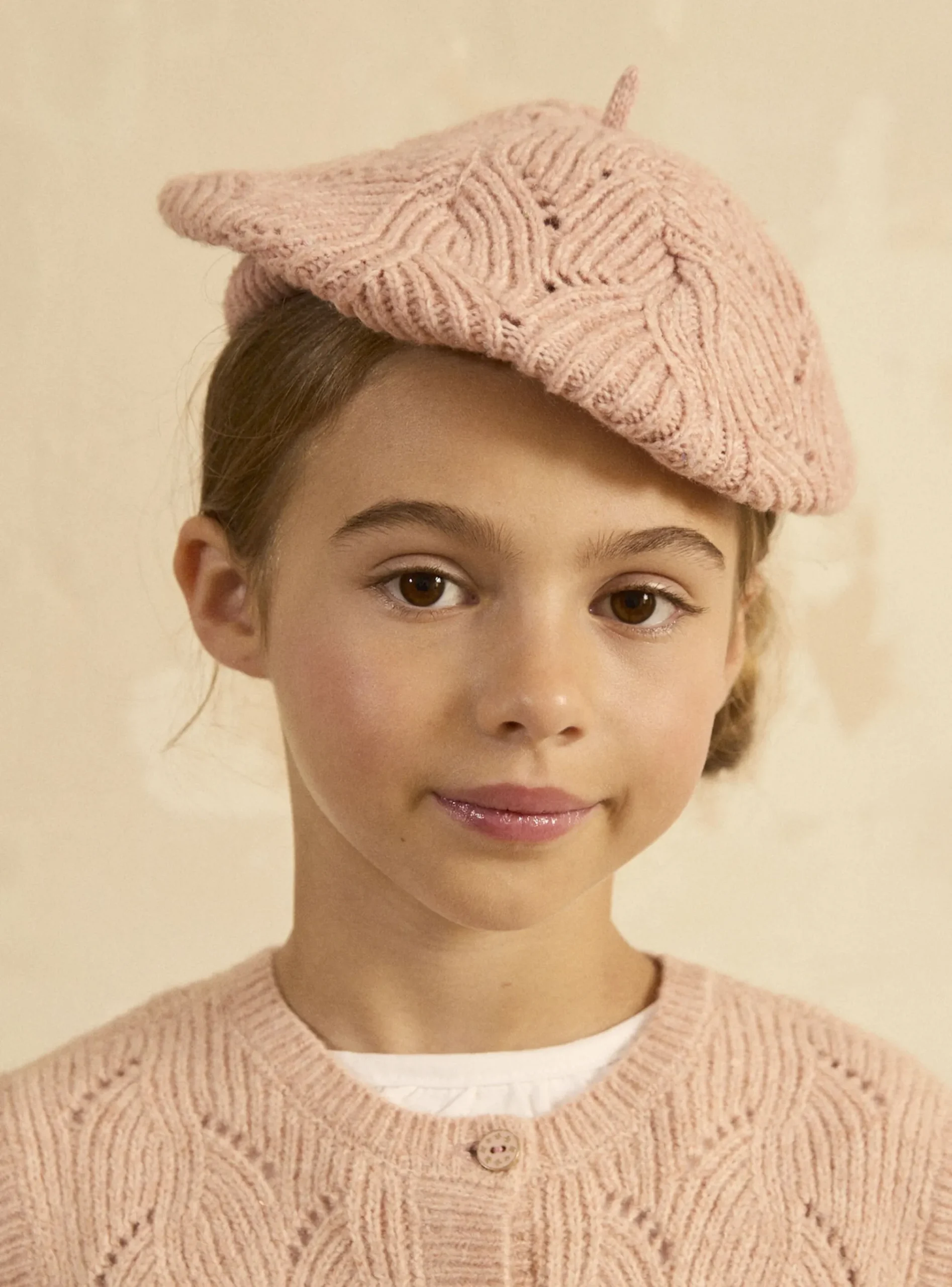 Sergent Major Bonnet, Echarpe & Gants-Bonnet en maille type béret avec des sequins dans le fil