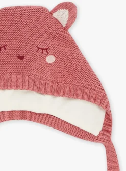 Sergent Major Bonnet, Echarpe & Gant-Bonnet rose en tricot