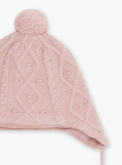 Sergent Major Bonnet, Echarpe & Gant-Bonnet rose en tricot torsad&eacute;