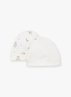 Sergent Major Bonnet, Moufle, Chausson & Chaussette-2 bonnets de naissance &eacute;crus en coton