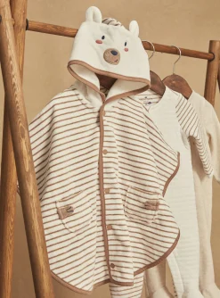 Sergent Major Pyjama & Grenouillère-Cape de bain &agrave; capuche beige &agrave; imprim&eacute; &agrave; rayures