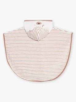 Sergent Major Pyjama & Grenouillère-Cape de bain &agrave; capuche beige &agrave; imprim&eacute; &agrave; rayures