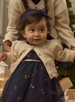 Sergent Major Pull, Gilet & Cardigan-Cardigan ajouré en fils métallisés