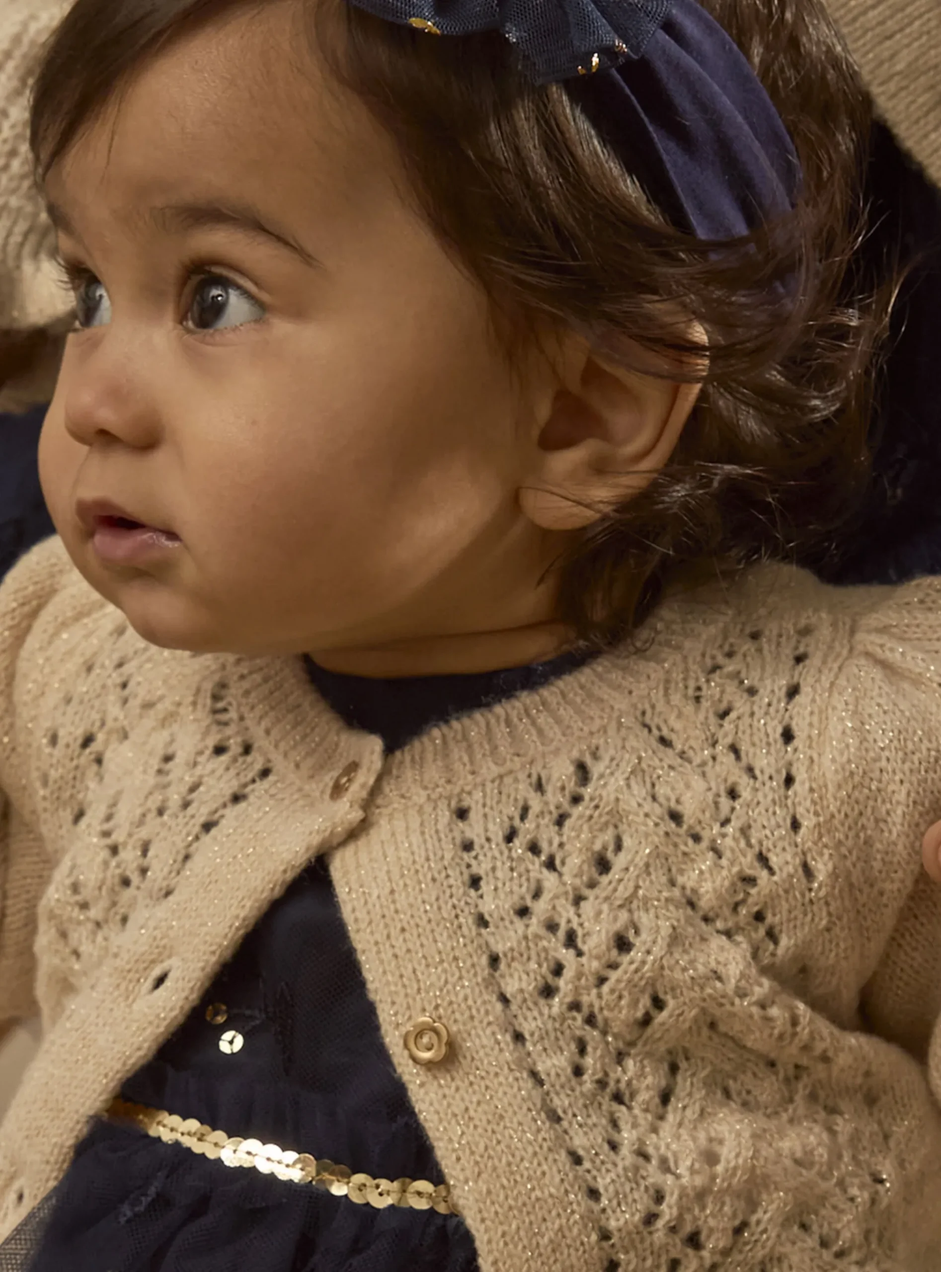 Sergent Major Pull, Gilet & Cardigan-Cardigan ajouré en fils métallisés
