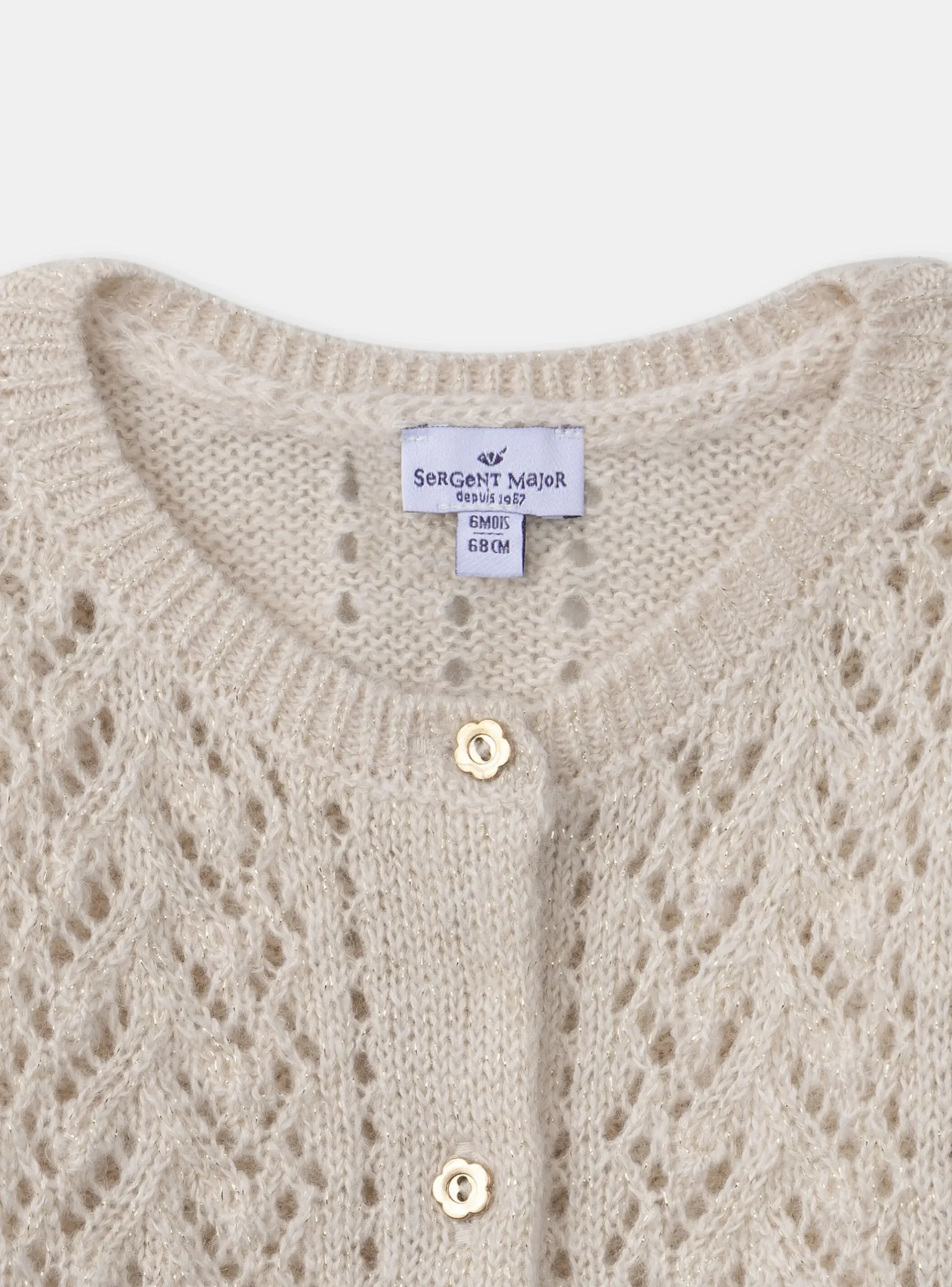 Sergent Major Pull, Gilet & Cardigan-Cardigan ajouré en fils métallisés