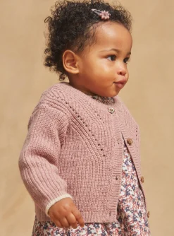 Sergent Major Pull, Gilet & Cardigan-Cardigan ajour&eacute; lilas en tricot