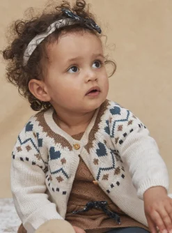 Sergent Major Pull, Gilet & Cardigan-Cardigan beige clair chin&eacute; en tricot