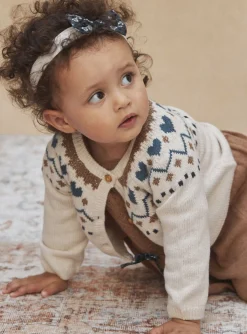Sergent Major Pull, Gilet & Cardigan-Cardigan beige clair chin&eacute; en tricot