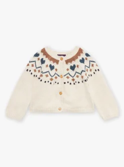 Sergent Major Pull, Gilet & Cardigan-Cardigan beige clair chin&eacute; en tricot