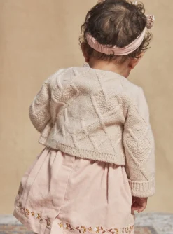 Sergent Major Pull, Gilet & Cardigan-Cardigan beige en tricot torsad&eacute;
