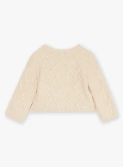 Sergent Major Pull, Gilet & Cardigan-Cardigan beige en tricot torsad&eacute;