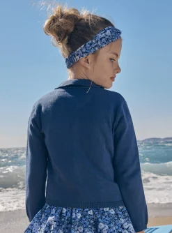 Sergent Major Pull, Gilet & Cardigan-Cardigan bleu en maille jersey