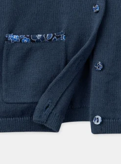 Sergent Major Pull, Gilet & Cardigan-Cardigan bleu en maille jersey