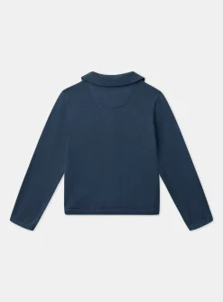 Sergent Major Pull, Gilet & Cardigan-Cardigan bleu en maille jersey