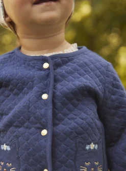 Sergent Major Pull, Gilet & Cardigan-Cardigan bleu marine en tubique