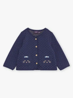 Sergent Major Pull, Gilet & Cardigan-Cardigan bleu marine en tubique